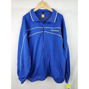 Diadora Men's Jacket Size Large Blue & White Mediano Track Jacket Full Zip